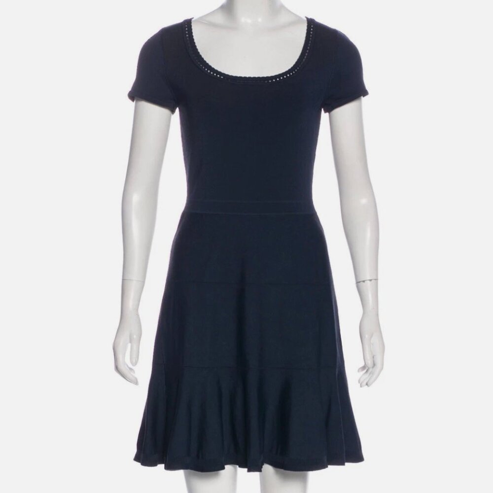 Diane Von Furstenberg Navy Ribbed Knitted Dress